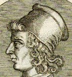 Imaginary portrait of Gian Francesco Poggio Bracciolini,  detail from the Bibliotheca chalcographica.