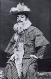 "Henri de Toulouse-Lautrec" in the clothes of Moulin Rouge showgirl Jane Avril
