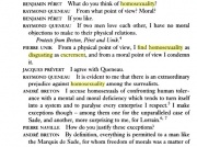 From Investigating Sex: Surrealist Discussions 1928-1932, page 5, an illustration of many Surrealists', and especially Breton's apparent homophobia. This excerpt from the first session on January 27, 1928.