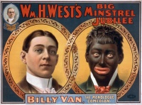 This page Cultural appropriation is part of the culture series Illustration: A 1900 William H. West minstrel show poster, originally published by the Strobridge Litho Co., shows the transformation from white to "black".