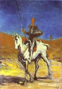 Don Quixote, hopeless romantic and idealist.  Illustration: Don Quixote (c. 1868) by Honoré Daumier