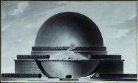Cenotaph for Newton (1784) by French architect Étienne-Louis Boullée was designed but never built