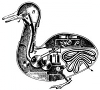 The Canard Digérateur, or Digesting Duck, was an automaton in the form of duck, created by Jacques de Vaucanson in 1739.  