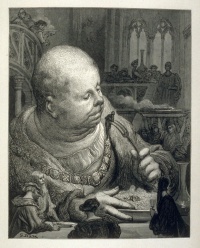 Gargantua and Pantagruel by François Rabelais, illustrated by Gustave Doré in 1873, a caricature of an obese man