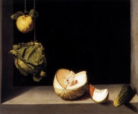 This page Food is part of the food series.Illustration: Quince, Cabbage, Melon and Cucumber (1602) by Juan Sánchez Cotán