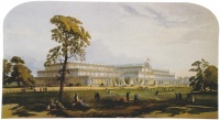 The Crystal Palace, built for the Great Exhibition of 1851, symbolizes the rise of modern architecture by its use of glass and steel.