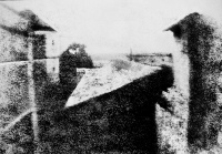View from the Window at Le Gras is one of Nicéphore Niépce's earliest surviving photographs, circa 1826, in the Harry Ransom Center