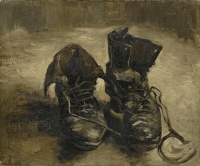 A pair of shoes by Vincent van Gogh, Paris, 1886. Martin Heidegger mentions this particular work in The Origin of the Work of Art as an example of a painting that reveals (aletheia) a whole world.