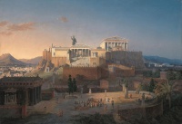 The Acropolis of Athens (1846) is a painting by Leo von Klenze of the Acropolis of Athens. It is an idealized reconstruction of the Acropolis and Areopagus in Athens.