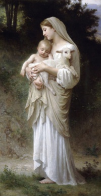 Innocence (1893) by William-Adolphe Bouguereau: Both young children and lambs are symbols of goodness