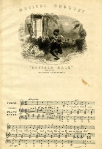 This page Music industry is part of the music series.Illustration: Sheet music to "Buffalo Gals" (c. 1840), a traditional song.Maxim: "writing about music is like dancing about architecture".