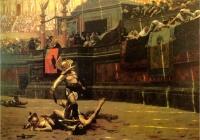 This page Bread and circuses is part of the entertainment series. Illustration: Pollice Verso by Jean-Léon Gérôme, 1872