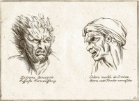 Designs by French artist Charles Le Brun, from Méthode pour apprendre à dessiner les passions (1698), a book about the physiognomy of the 'passions'.
