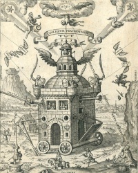 This page Conspiracy theory is part of the mysticism series. Illustration to the Speculum Sophicum Rhodostauroticum (1618) by Teophilus Schweighardt Constantiens