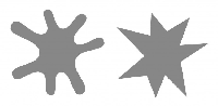 The figure to the left is curvilinear. Illustration: Bouba/kiki effect (1929)