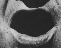 Extreme close-up in the movie "The Big Swallow" (1901) by James Williamson (1855-1933)