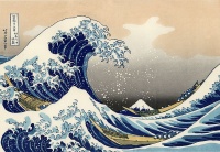 The Great Wave off Kanagawa (1820s), woodblock printing by Hokusai, first published in 1832