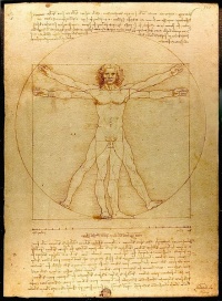 Vitruvian Man by Leonardo da Vinci, see man is the measure of all things