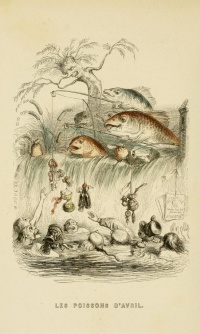"Les poisson d’avril" (1844) by Grandville, see April fish
